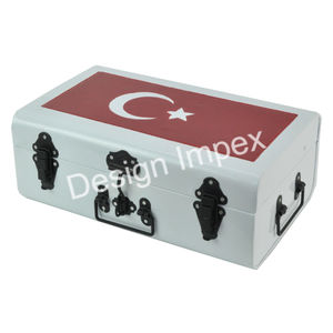 Caja de maletero Rectangular de chapa de hierro con estampado de bandera australiana personalizada, caja de almacenamiento supervendida de Color blanco para regalo de negocios - Product Image 2