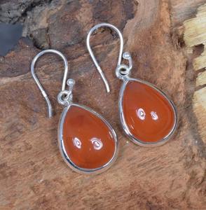 Pendientes colgantes de plata de ley sólida 925 clásicos para mujer, joyería colgante de piedras preciosas de cornalina para fiesta, accesorios de moda - Product Image 3