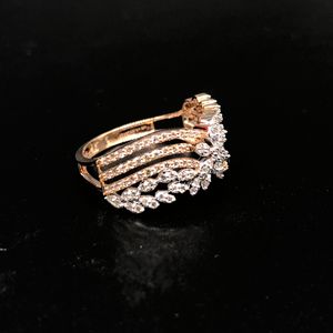 แหวนเพชรที่เจียระไนแบบคลาสสิกสวยงามบานสีทอง10K ประกายสวยงามของขวัญวิจิตรงดงามสำหรับงานปาร์ตี้ - Product Image 3