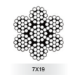 Kawat Baja Tali 7X19 G.A.C Karbon Tinggi Galvanis Non-Alloy Grade 1 Kabel Pesawat Cold Heading Standar EN Batang Kawat Baja