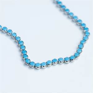 Pulsera de tenis de piedra turquesa 5mm cabujón turquesa delicado nupcial 925 plata esterlina regalo fino - Product Image 2