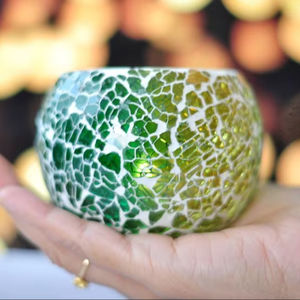 Portavelas Votivas Modernos de Cera de Abeja Azul Plateado de Lujo, Elegantes Frascos de Linterna para Decoración de Fiestas en Casa, Trabajo de Mosaico Decorativo - Product Image 1