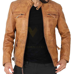 Solid Color Men's <b>Genuine</b> Leather High Street Style Reversible Windproof Streetwear Jacket-Pakistan Manufacturer - Product Image 1
