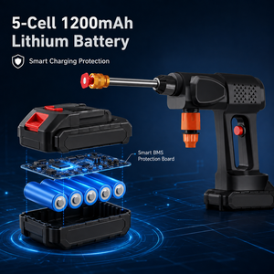 Idropulitrice Portatile a Batteria 240W 36 Bar 21V, Pistola ad Alta Pressione Ricaricabile con Motore in Rame <span class=keywords><strong>per</strong></span> Lavaggio Auto - Product Image 4