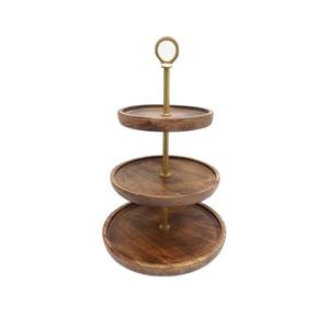 Support à gâteau rond en bois naturel en gros, support à gâteau à un étage, plateau de service, table pour restaurants - Product Image 4