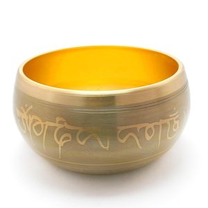 Cuenco para cantar de latón martillado a mano de estilo antiguo pulido con grabado artístico de logotipo personalizado para meditación y yoga precio al por mayor - Product Image 6