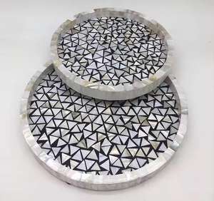 Plateau de service en incrustation d'os écologique fait à la main avec poignée Design personnalisé pour les cadeaux décoratifs pour la maison Nouvelle arrivée - Product Image 5