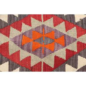 Grand tapis vintage 5,5x8,5 pieds, tapis persan rouge et gris en laine - Product Image 4