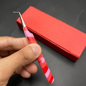 Pinzas de extensión de pestañas de acero inoxidable sostenibles de alta calidad 12cm punta puntiaguda profesional de 90 grados probada a mano - Product Image 3