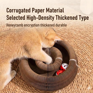 Interactieve Turbo Krabpaal tegen verveling - Katten speelgoed van honingraatpapier met trackball voor binnenkatten - Product Image 6