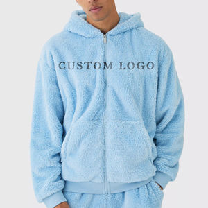Wholesale Men's Sherpa Pullover <b>Hoodie</b> Winter Breathable Solid Color 100% Cotton Warm Customized Logo Pocket <b>Fleece</b> <b>Hoodies</b> - Product Image 2