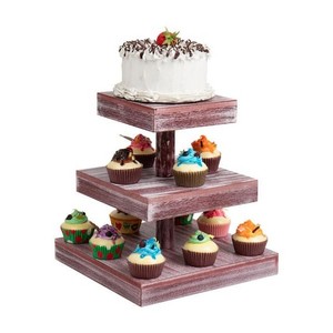 Support à gâteau en bois rustique à 3 niveaux, grand support à cupcakes, support à cupcakes moderne, plateau à étages, support à gâteau rond en bois - Product Image 4