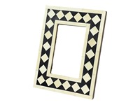 Cadre photo de table moderne léger, luxueux, fait main, en zinc avec incrustation d'os, motif floral vertical, impression offset