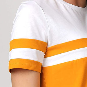 Camisetas de cuello redondo Diseño personalizado Rayas Casual O Cuello Camisetas para mujeres - Product Image 5