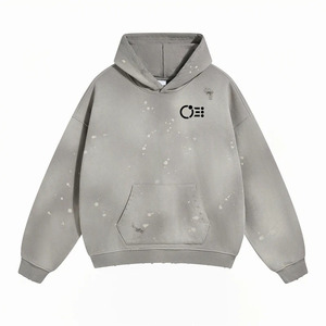 Pull à capuche unisexe surdimensionné et lourd personnalisé, lavé à l'acide, doublure en éponge française décolorée au soleil de haute qualité pour hommes, service OEM - Product Image 5