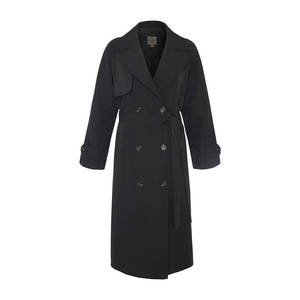 Manteau trench imperméable à double boutonnage avec ceinture et détails en fourrure pour l'automne et le printemps - Product Image 1