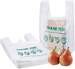 Bolsa de compras de camiseta de plástico PE con logotipo de agradecimiento impreso, bolsa de supermercado, tamaño bajo petición - Product Image 1