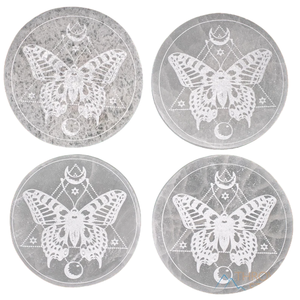 แผ่นชาร์จลายผีเสื้อแบบเซเลไนต์อัญมณีจากคริสตัลอาเกตที่รองแก้วขายส่งจากอินเดีย - Product Image 4