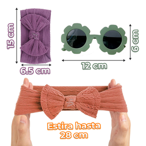 Set di Fascia per Capelli con Fiocco e Occhiali in 4 Colori Radiosi con Lenti Ottiche UV400 - Product Image 6