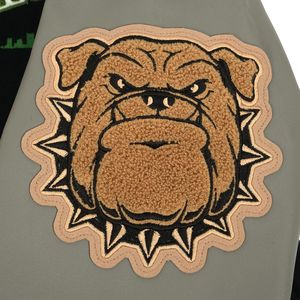 แจ็กเก็ตเบสบอลมหาวิทยาลัยของแท้สำหรับผู้ชายเสื้อแจ็กเก็ตขนสัตว์ปักลายสำหรับมหาลัยพร้อมเครื่องแบบแขนเสื้อหนังขายส่ง - Product Image 5