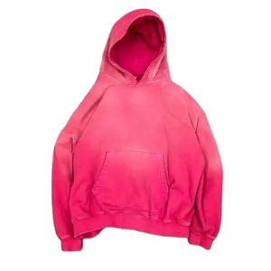 Sudadera con capucha de invierno para hombre, diseño de lavado ácido desteñido al sol personalizado, ropa de calle con estampado de diamantes de imitación de gran tamaño, bordado a la cadera - Product Image 1