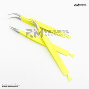 Pinzas de pestañas amarillas personalizadas de etiqueta privada con mango de corazón pinzas de extensión de pestañas con pinzas de pestañas de agarre de fibra de corazón - Product Image 3