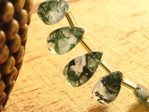 Agate mousse lisse larme pierres précieuses en vrac perles de cristal naturel vert pour les fournitures de bijoux faits à la main du grossiste - Product Image 5