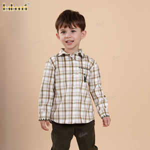 Camisa a Cuadros con Bordado de Ciervo para Niños Babeeni - 100% Algodón, Certificación OEKO-TEX, Retardante de Llama BC1427 - Product Image 2