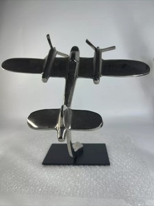 Retro estilo Art Deco aluminio pulido turbohélice avión escultura escritorio avión decoración mediados de siglo moderno decorativo - Product Image 4