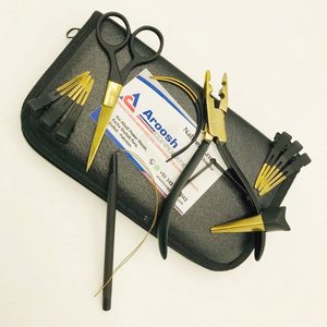 Kit d'extension de cheveux professionnel outils de micro-lien en acier inoxydable or noir comprenant des aiguilles en silicone pinces extensions de cheveux - Product Image 3