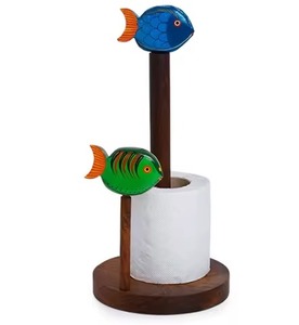 Soporte para toallas de papel negro con exquisita Base redonda de madera, dispensador de rollos de toallas de papel para Cocina - Product Image 6