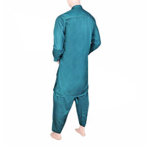 Shalwar Kameez brodé à col montant pour homme Insight International - Vert acier, service OEM en gros direct usine - Product Image 4