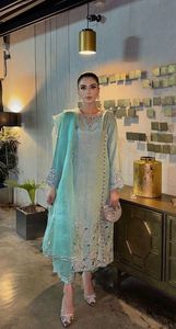 TRENDY Indian/Pakistani BEAUTIFUL Embroidery Work EMBELLISHED DABKA,STONE on Long <b>Kurta</b> & Pant Dress for Party-WEAR/Wedding=2024 - Product Image 2