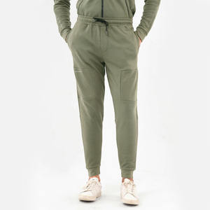Ensemble de survêtement d'été pour homme, vert olive, 100% coton, coupe-vent, respirant, avec veste zippée et pantalon de jogging, best-seller - Product Image 5
