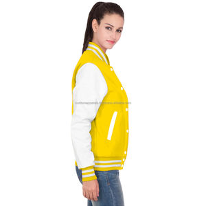 Chaqueta universitaria de algodón con logotipo personalizado Chaqueta universitaria de calle Premium para mujer - Product Image 3
