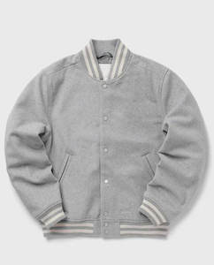 OEM personalizado hombres Vintage Streetwear Bomber chaqueta gris lana cuerpo cuero mangas bordado tela FabricationDDP envío - Product Image 1