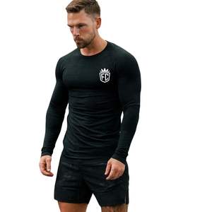 T-shirt d'entraînement à manches longues sans couture en camouflage gaufré pour homme, léger et extensible, idéal pour la salle de sport et le fitness - Product Image 2