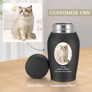 Urnas personalizadas para cenizas humanas Mini para cenizas Hombre Mujer Foto Urnas de tamaño personalizado Urna de cremación de acero inoxidable Negro mate - Product Image 3