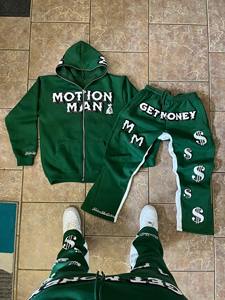 American Vintage <b>Zip</b> Hoodies Man Set Streetwear Women Loose Clothes Aesthetic Oversize Sweatshirts Y2K Pant emo Fashion <b>Trousers</b> - Product Image 5
