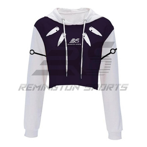 Top Quality Direct Factory Made Crop Top Hoodie Custom logo New Fashionable Women Crop Top Hoodies - Product Image 4