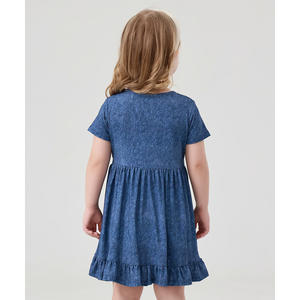 ชุดเดรสเด็กผู้หญิงสำหรับฤดูร้อน แขนสั้น ทรงเอไลน์ เอวธรรมชาติ ผ้าเดนิม - Product Image 4