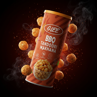 Glee Impex Barbekü Tandır Makhana Acılı 80g Pringle Kavanoz Kavrulmuş Tilki Fındığı Yarı Yumuşak Az Yağlı Glutensiz Yüksek Proteinli Lifli Atıştırmalık