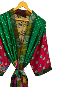 Ropa de mujer, ropa de playa de tamaño libre, bata larga, ropa de noche, bata de retazos, traje de baño, Kimono de seda Sari de verano para mujer - Product Image 3