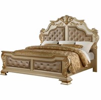 Cadre de lit traditionnel de luxe royal avec tête de lit moelleuse en bois de mahogany massif sculpté à la main, tailles personnalisables pour une utilisation en chambre à coucher intérieure