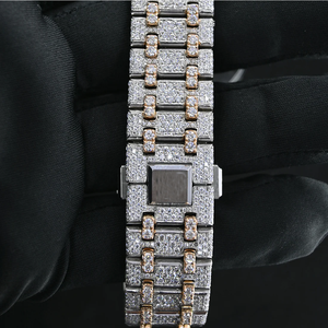 Haute qualité luxe unisexe Bling montres-bracelets entièrement diamant glacé or argent Hip Hop Style bande en acier inoxydable mode Antique - Product Image 4