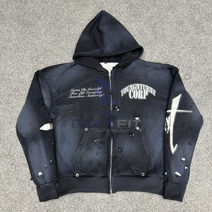 Etiqueta privada Logotipo personalizado Más demandado Cremallera Sudadera con capucha Puff Impreso Hecho en fábrica Precio barato Sudaderas con capucha Hombres Sudaderas con capucha para hombres - Product Image 1