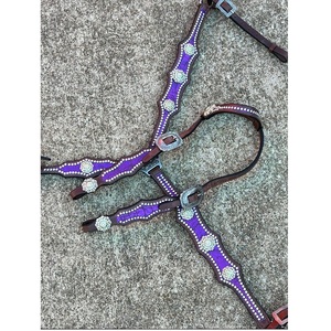 Ensemble de bride et de collier de poitrail en cuir de cheval de qualité supérieure pour les activités telles que l'équitation et les courses, provenant d'un fournisseur indien - Product Image 1