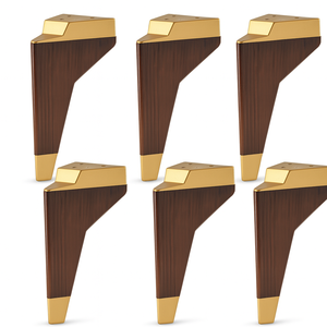 Patas de Muebles de Plástico Marrón de 18 cm con Forma de Trapezoide y Tapas Doradas, Diseño Moderno, Fácil Instalación para Sofá de Sala de Estar - Product Image 5