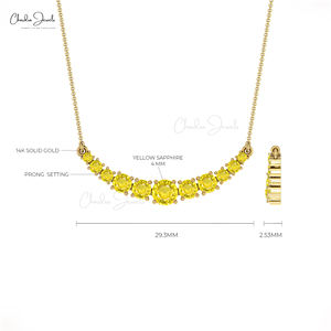 2024แฟชั่นผู้หญิงสร้อยคอไพลินสีเหลืองทอง14K สร้อยคออัญมณีหลากขนาด - Product Image 5