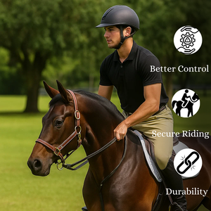 Halter de caballo de cuero marrón Premium acolchado suave para una máxima comodidad - Product Image 3